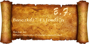Benczkó Filomén névjegykártya